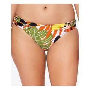 BAR III Women's Multi Color Tropical Print Stretch Bikini Swimsuit Bottom L